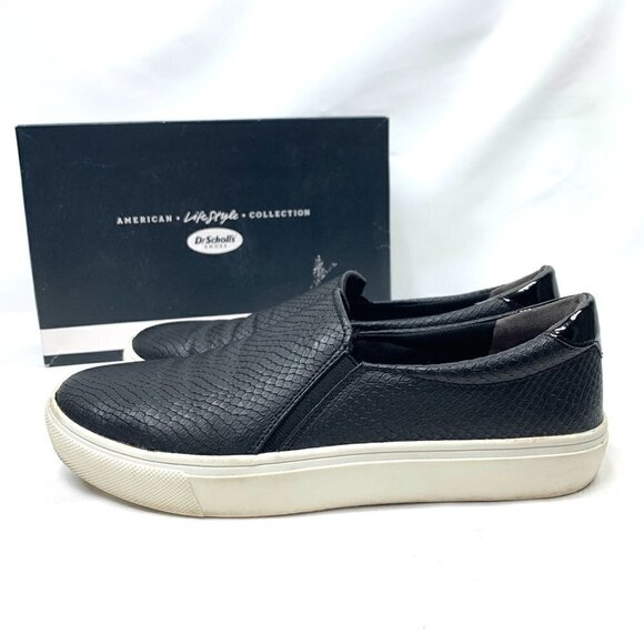 Dr Scholl's Nova Low Top Slip On Sneakers In Black Faux Leather Blend Sz 8.5 IOB - Picture 7 of 12